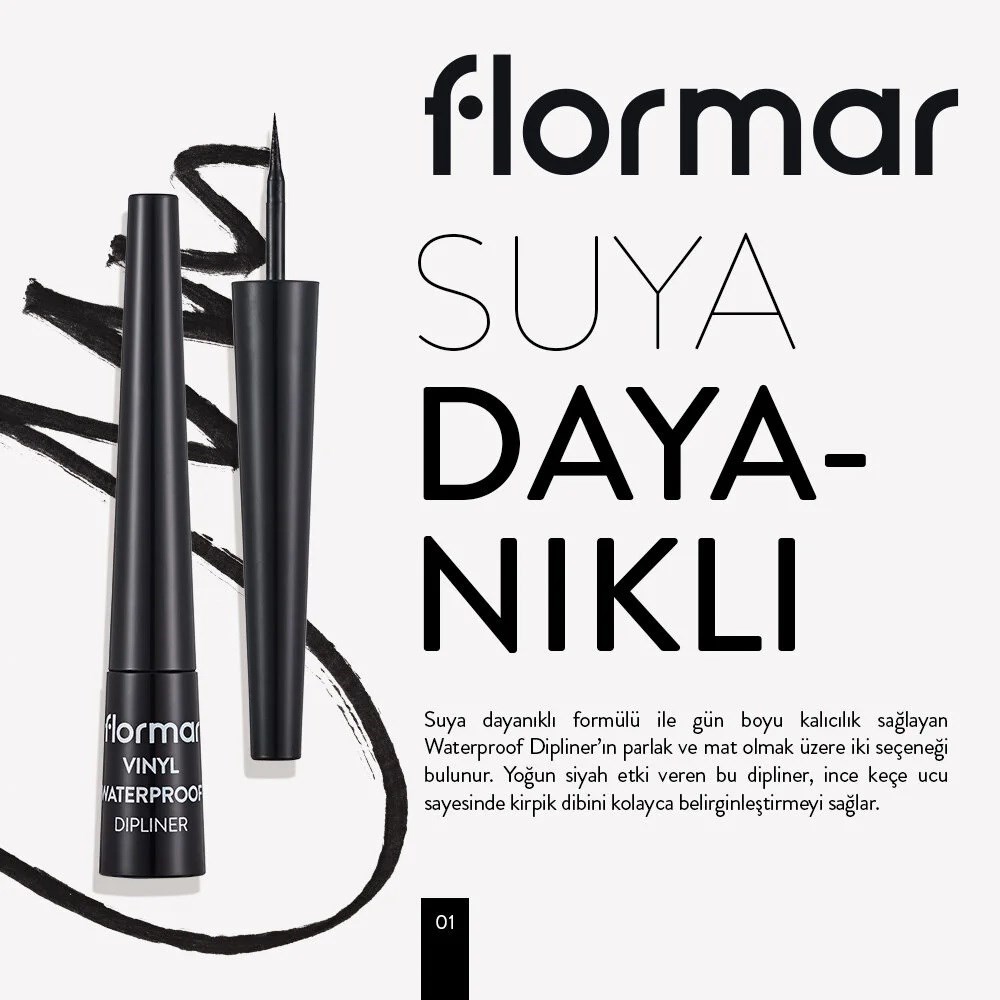 Flormar Dipliner - Vinly Waterproof Parlak Siyah