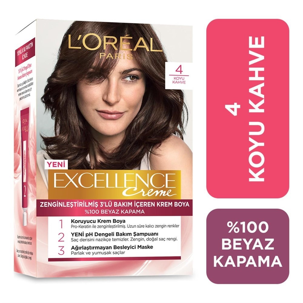 Loreal Paris Excellence Krem Saç Boyası 4/0 Koyu Kahve