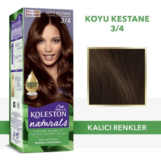 Wella Koleston Naturals Saç Boyası 3/4 Koyu Kestane
