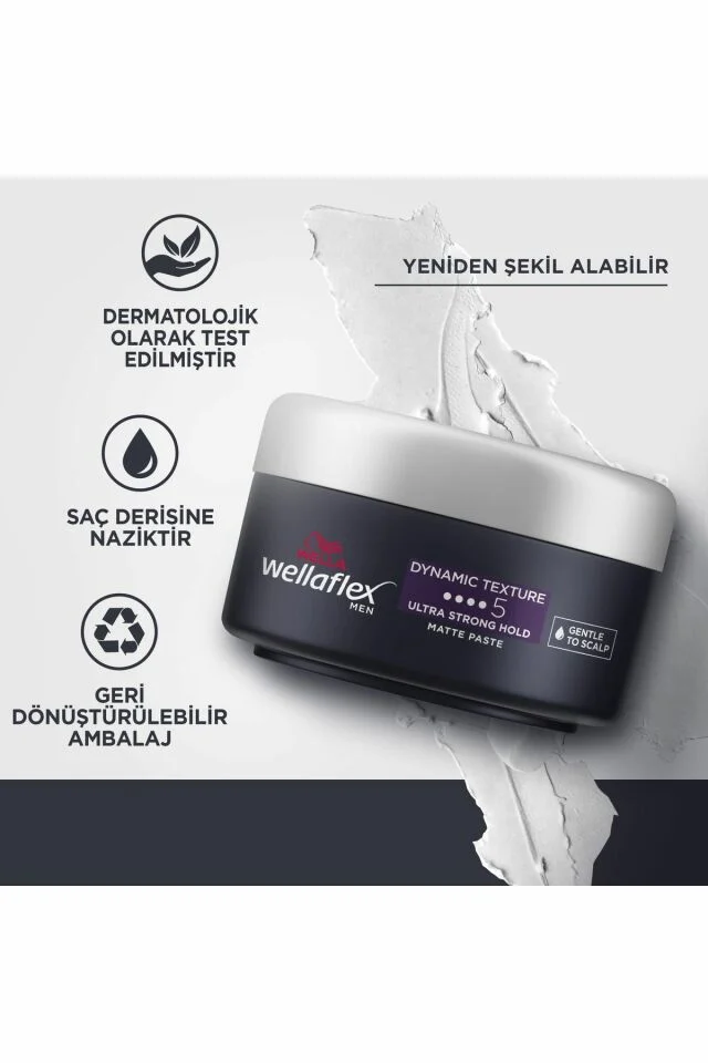Wellaflex Saç Macunu Mat Erkek Dinamik Doku & Ultra Güçlü Tutuş 75 ml