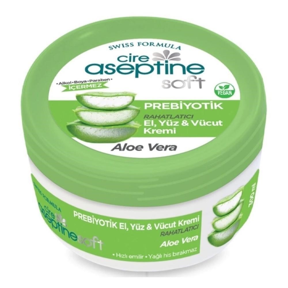 Cire Aseptine Prebiyotik Soft Krem Aloevera El, Yüz ve Vücut 300 ml