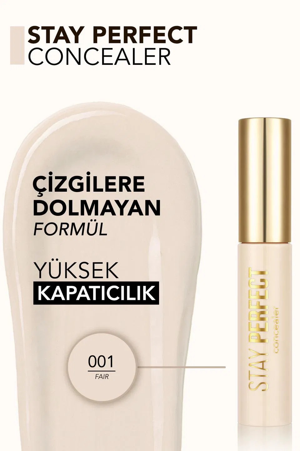 Flormar Stay Perfect Yüksek Pigmentli & Yarı Mat Bitişli Likit Kapatıcı 01 Fair