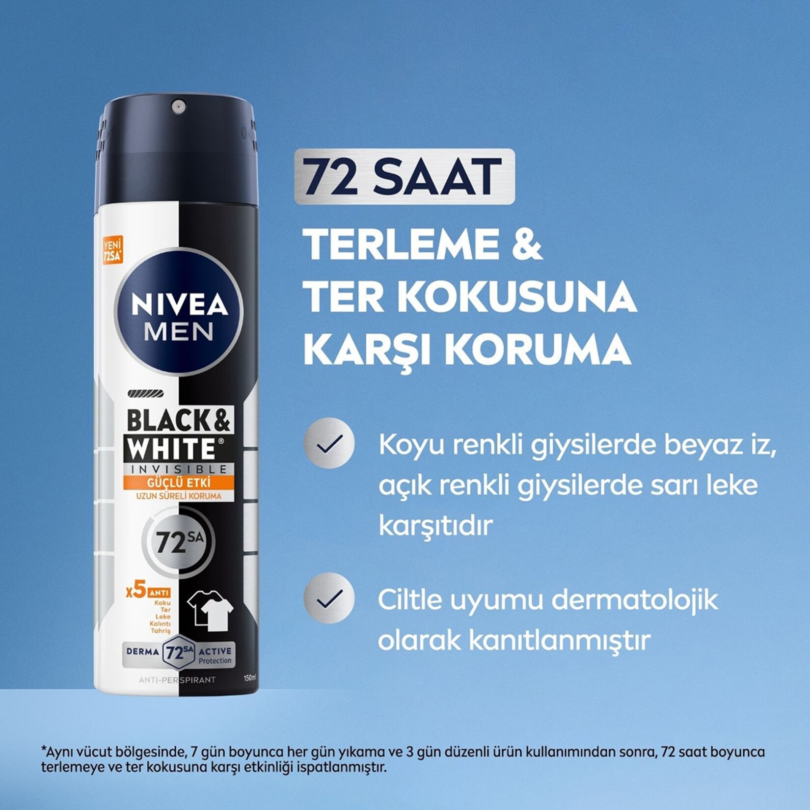 NIVEA Men Erkek Sprey Deodorant Black&White Invisible Güçlü Etki 150 ml