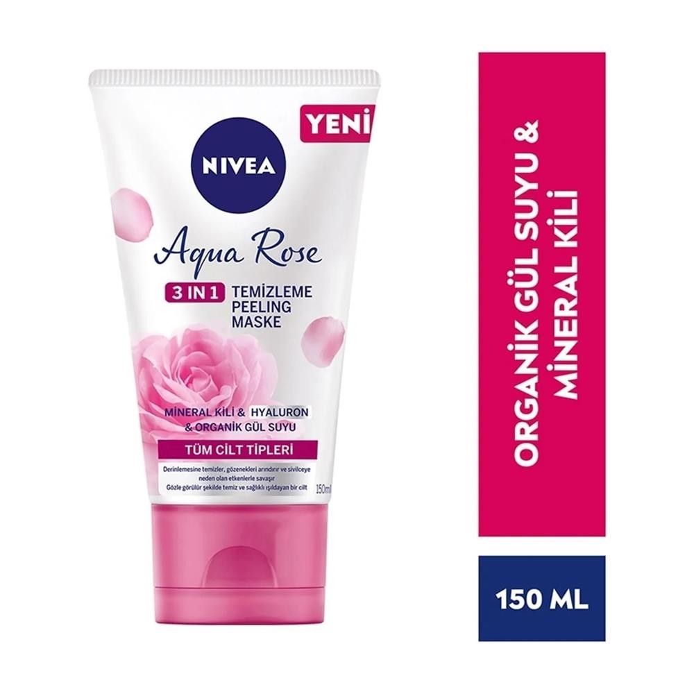 Nivea Aqua Rose 3ü 1Arada Temizleyici + Peeling + Maske 150 ml