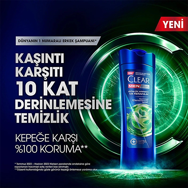 Clear Men Kepeğe Karşı Etkili Şampuan Günlük Arınma ve Ferahlık Sedir Ağacı ve Okaliptus Özleri 350 ml