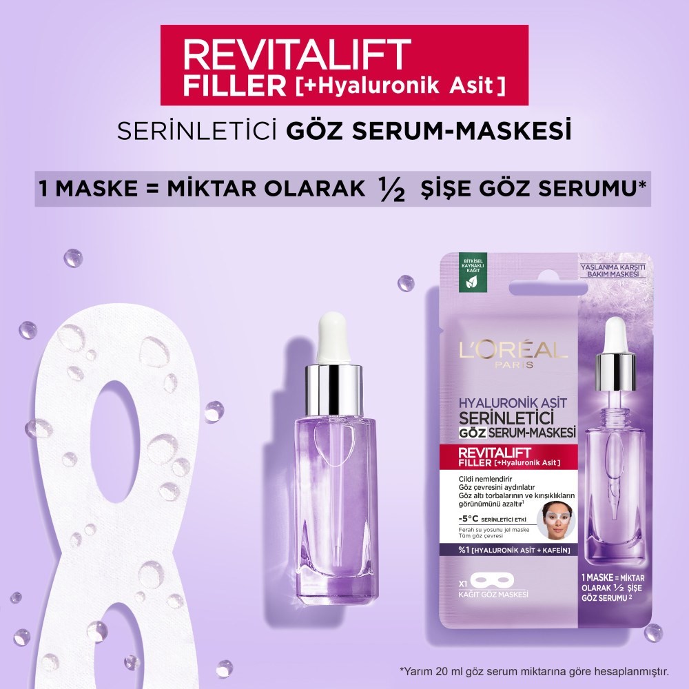 Loreal Paris Revitalift Filler Serinletici Kağıt Göz Serum Maskesi