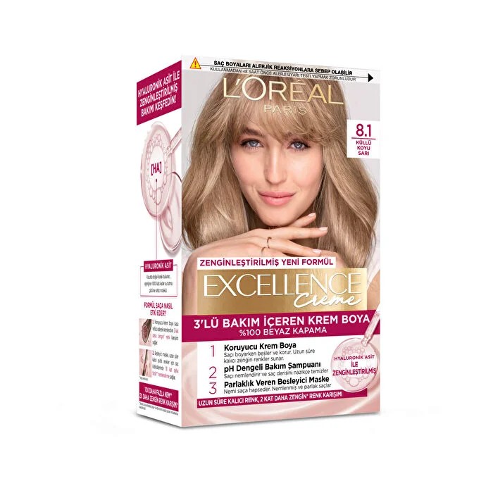 Loreal Paris Excellence Creme Saç Boyası Küllü Koyu Sarı 8.1