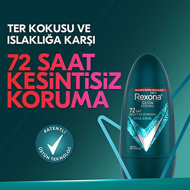 Rexona Üstün Koruma Erkek Roll On Deodorant Xtra Cool 72 Saat Kesintisiz Koruma 50 ml