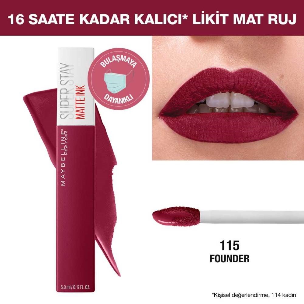 Maybelline New York Likit Mat Ruj - SuperStay Matte Ink City Edition Lipstick 115 Founder