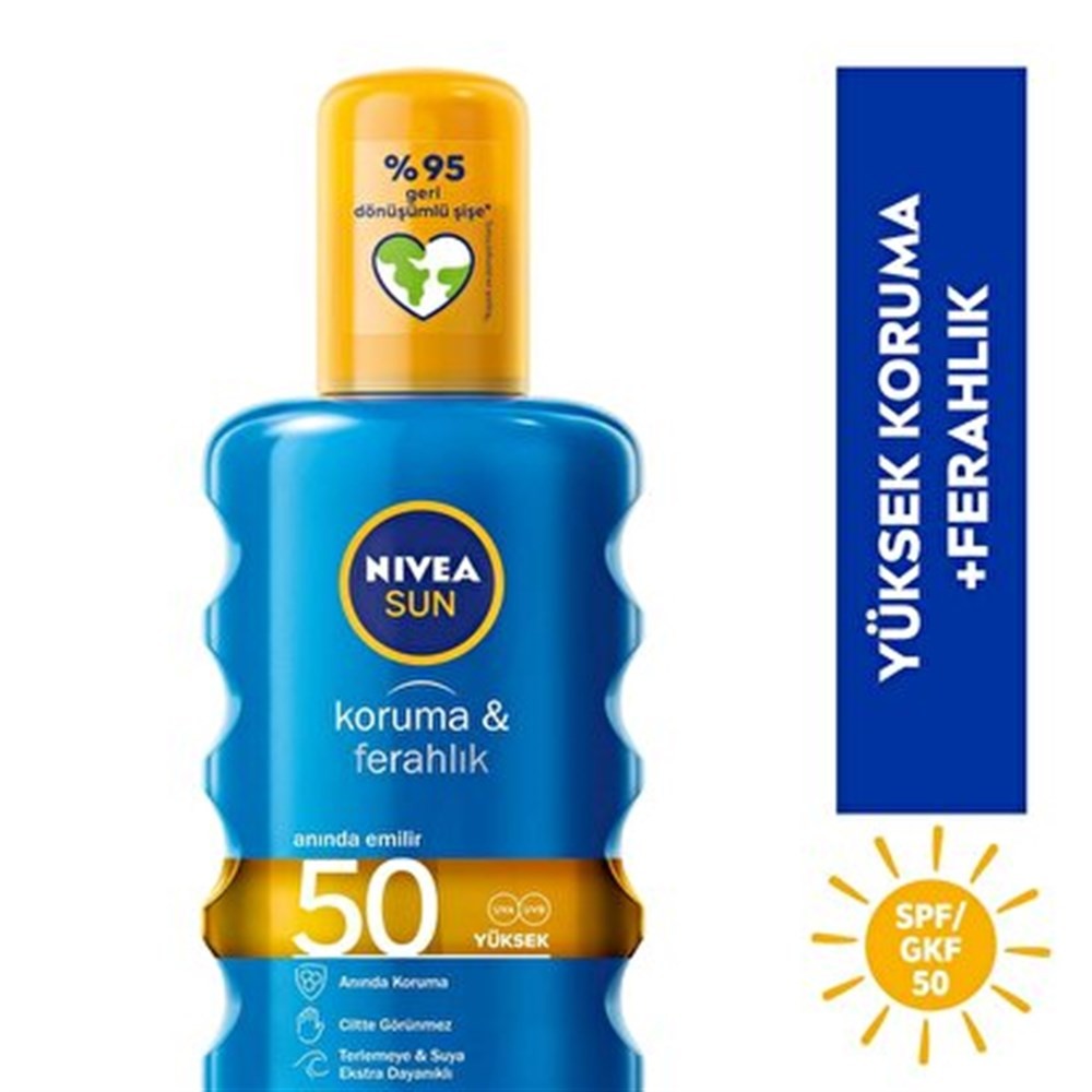 Nivea Sun Güneş Spreyi +Spf50 Güneş Koruması &amp; Ferahlık Etkili 200 ml