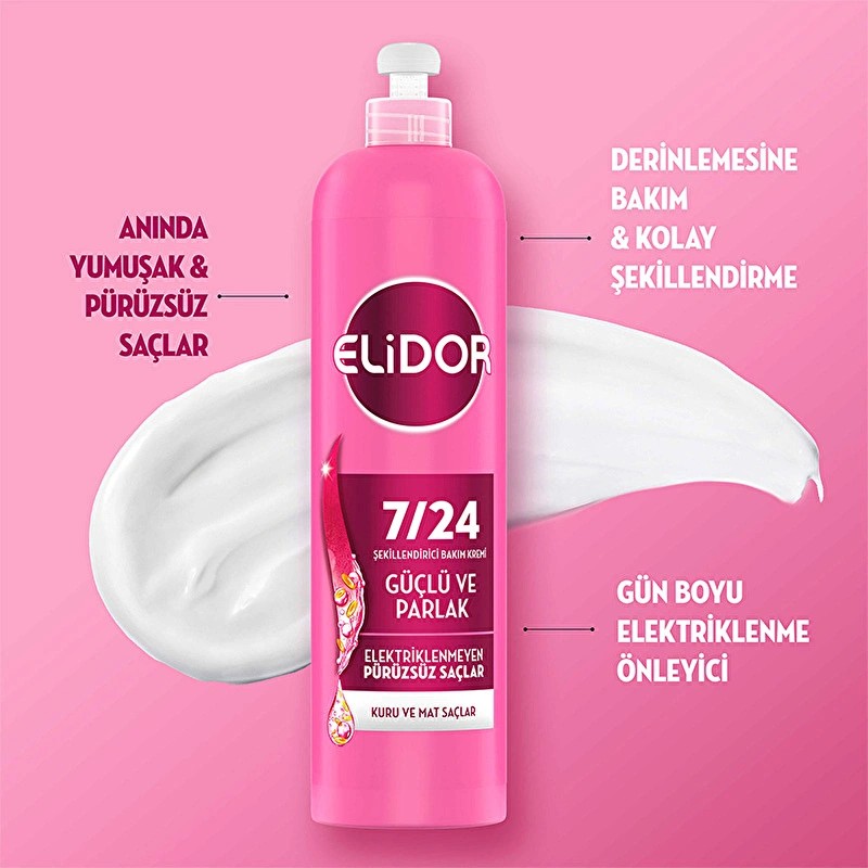 Elidor 7/24 Şekillendirici Saç Bakım Kremi Güçlü ve Parlak Kuru ve Mat Saçlar 240 ml