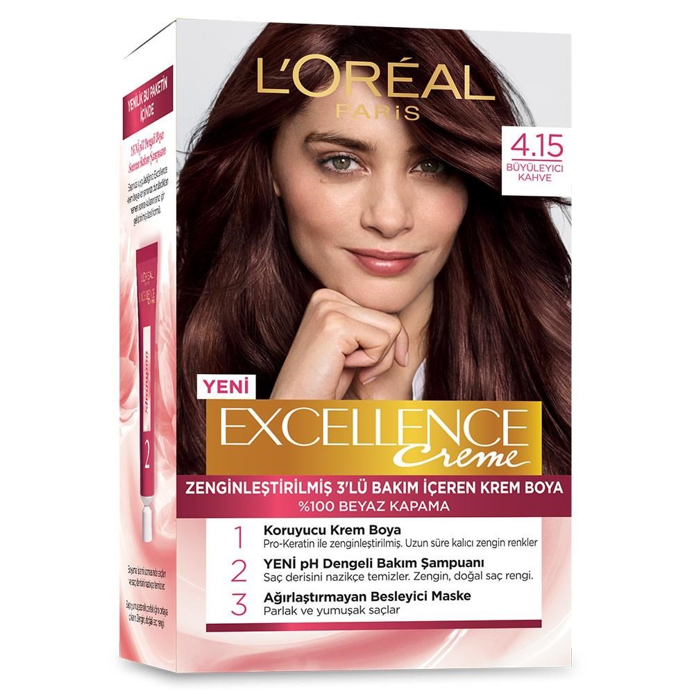 Loreal Paris Excellence Creme Saç Boyası 4.15 Büyüleyici Kahve