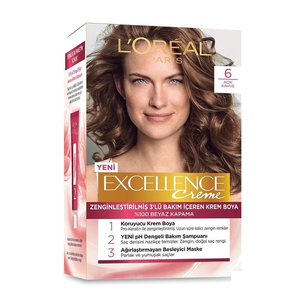 Loreal Paris Excellence Kit Saç Boyası 6.0 Açık Kahve