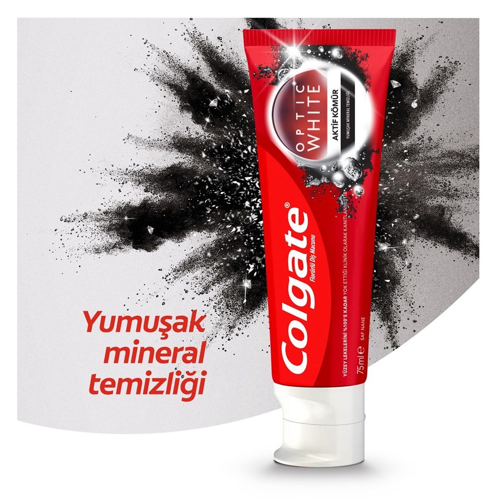 Colgate Beyazlatıcı Diş Macunu - Optic White Aktif Kömür Yumuşak Mineral Temizliği 75 ml