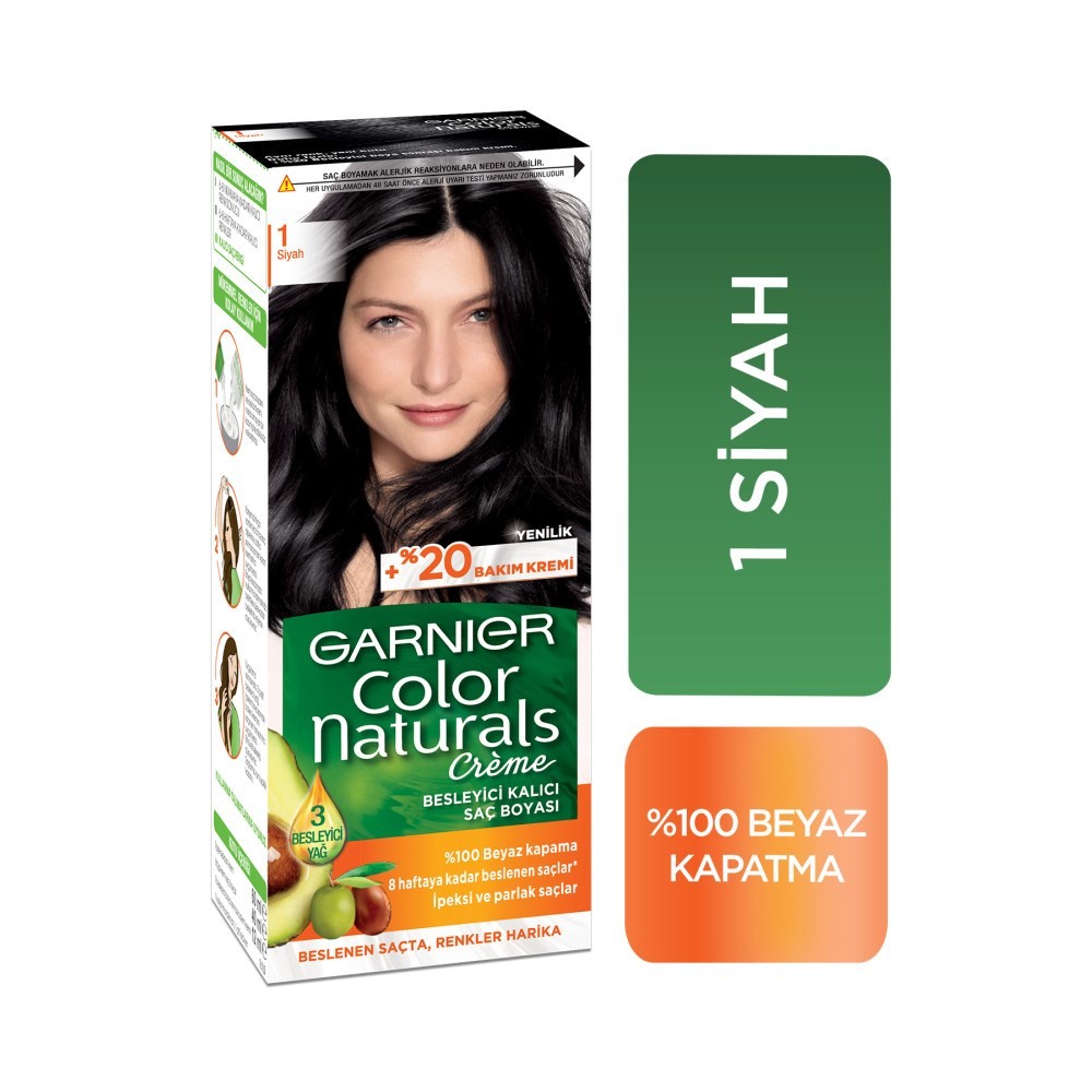 Garnier Color Naturals Saç Boyası 1/0 Siyah