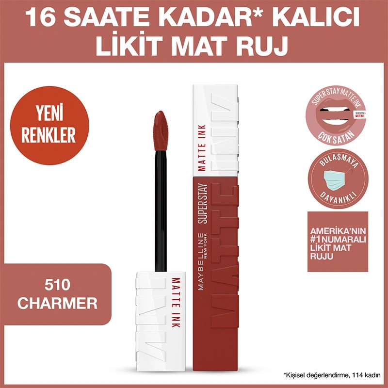 Maybelline New York Super Stay Matte Ink Likit Mat Ruj 510 Charmer
