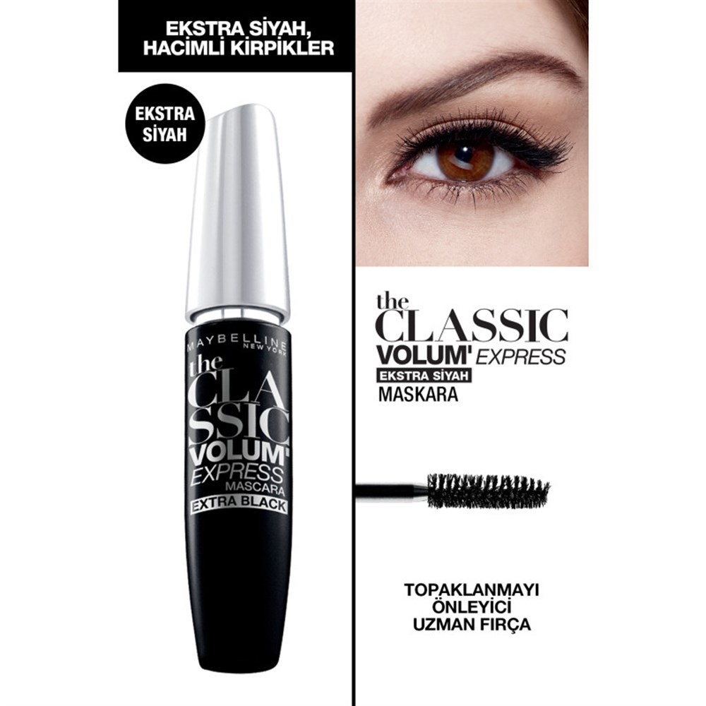 Maybelline New York Hacim Veren Siyah Maskara - Volum Express Classic Extra Black Mascara