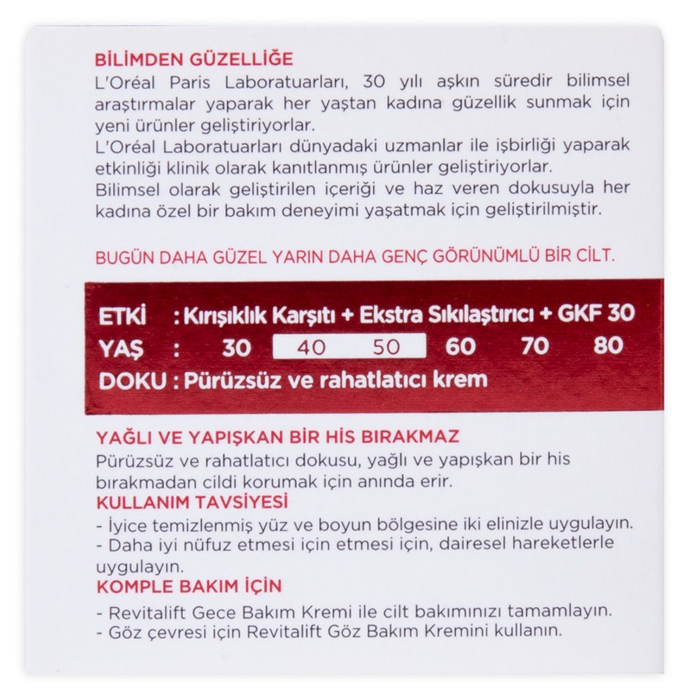 Loreal Paris Gündüz Bakım Kremi Revitalift +Spf30 Yaşlanma Karşıtı Etki 50ml
