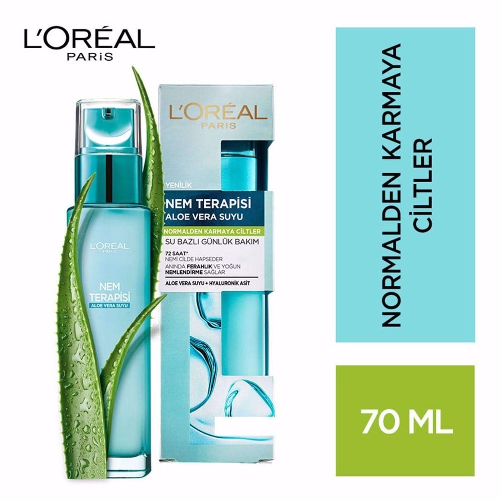 Loreal Paris Nem Terapisi Aloe Vera Suyu Normalden Karmaya Ciltler için Su Bazlı Günlük Bakım