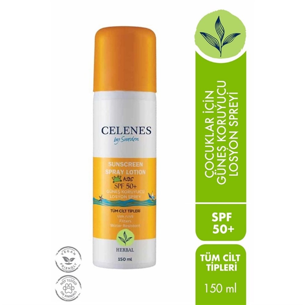 Celenes By Sweeden Kids Herbal Çocuk Güneş Koruyucu +Spf50 Losyon Sprey 150 ml