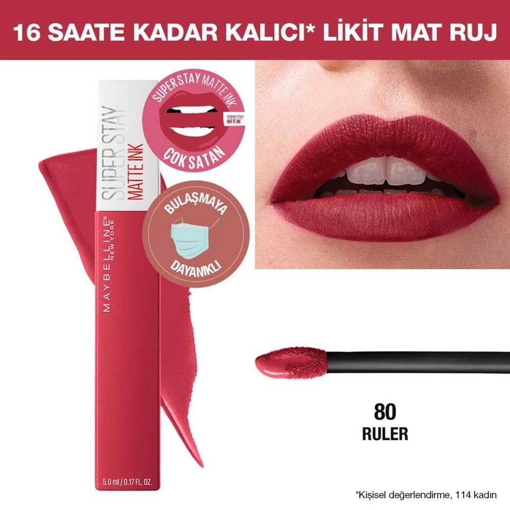 Maybelline New York Likit Mat Ruj - SuperStay Matte Ink Liquid Lipstick 80 Ruler