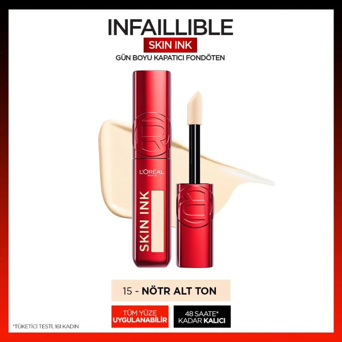 LOREAL Paris Skin Ink Gün Boyu Kapatıcı Fondöten Nötr Alt Ton 15
