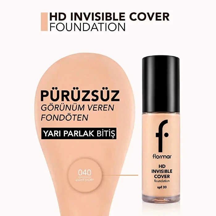 Flormar Fondöten - Invisible Cover Foundation No:40 Light Ivory