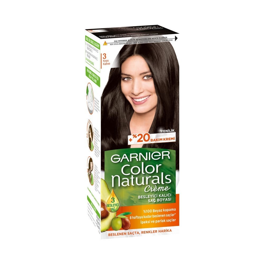 Garnier Color Naturals Besleyici Kalıcı Saç Boyası 3.0 Koyu Kahve