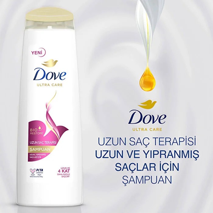 Dove Ultra Care Saç Bakım Şampuanı Uzun Saç Terapisi, Uzun Yıpranmış Saçlar İçin 400 ml