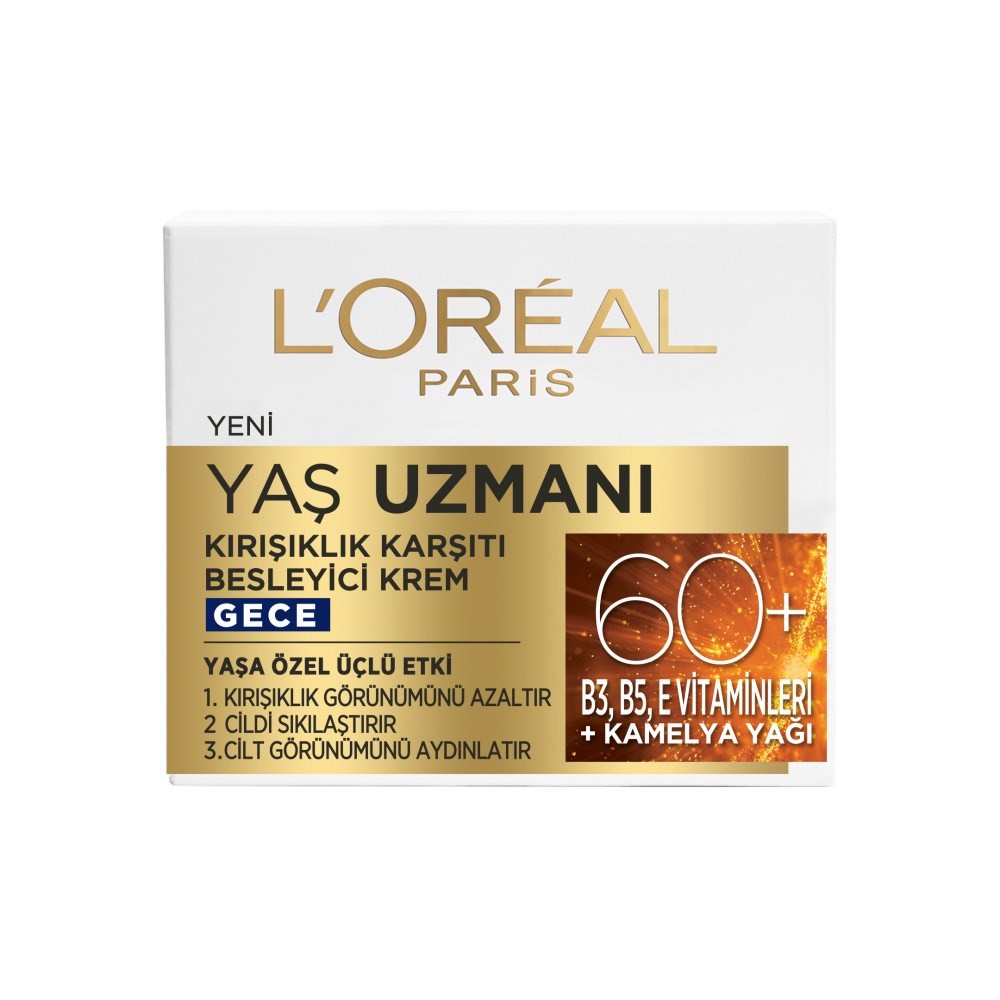 Loreal Paris Yaş Uzmanı 60+ Kırışıklık Karşıtı Besleyici Gece Kremi 50 ml