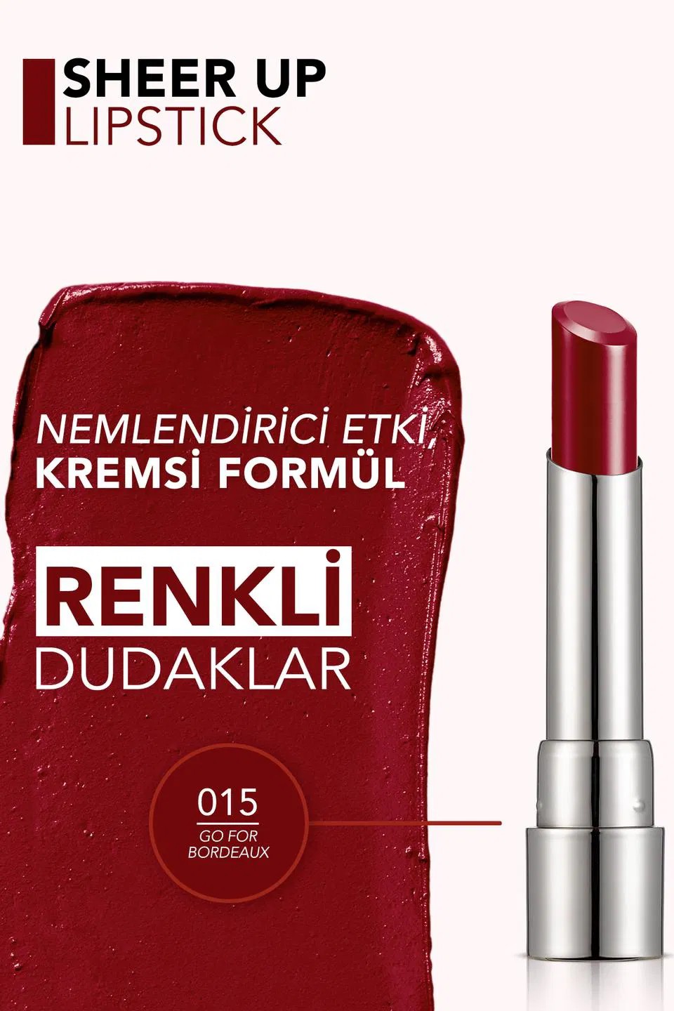 Flormar Sheer Up Ruj 015 Go For Bordeaux