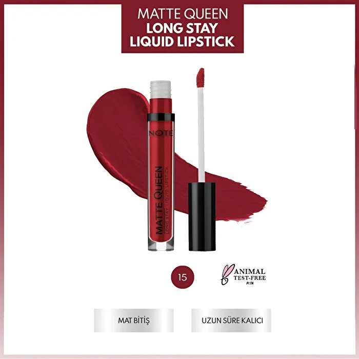 Note Matte Queen Lipstick Kalıcı Likit Ruj 15 Magestic Red