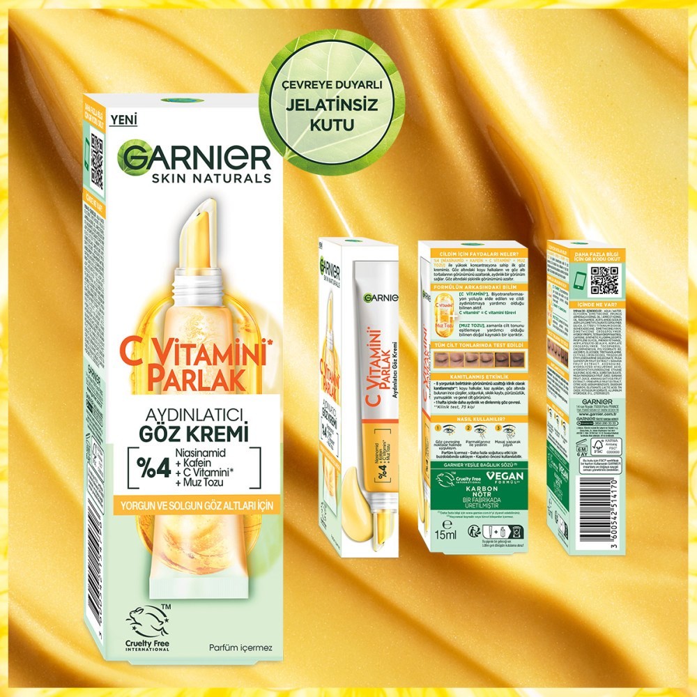 Garnier +C Vitamini Parlak Aydınlatıcı Göz Kremi 15 ml