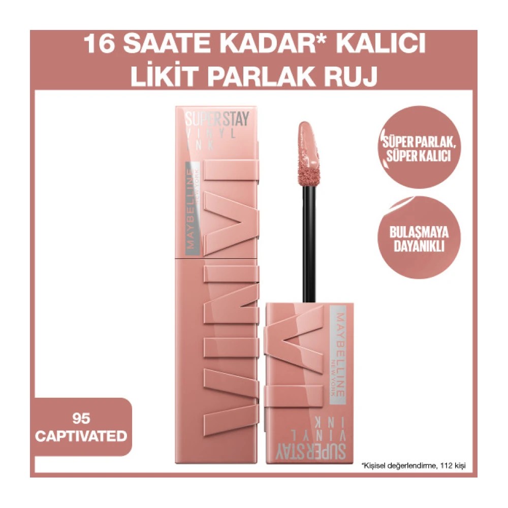 Maybelline Newyork Parlak Ruj Vinly Ink Lipstick 95 Captivated