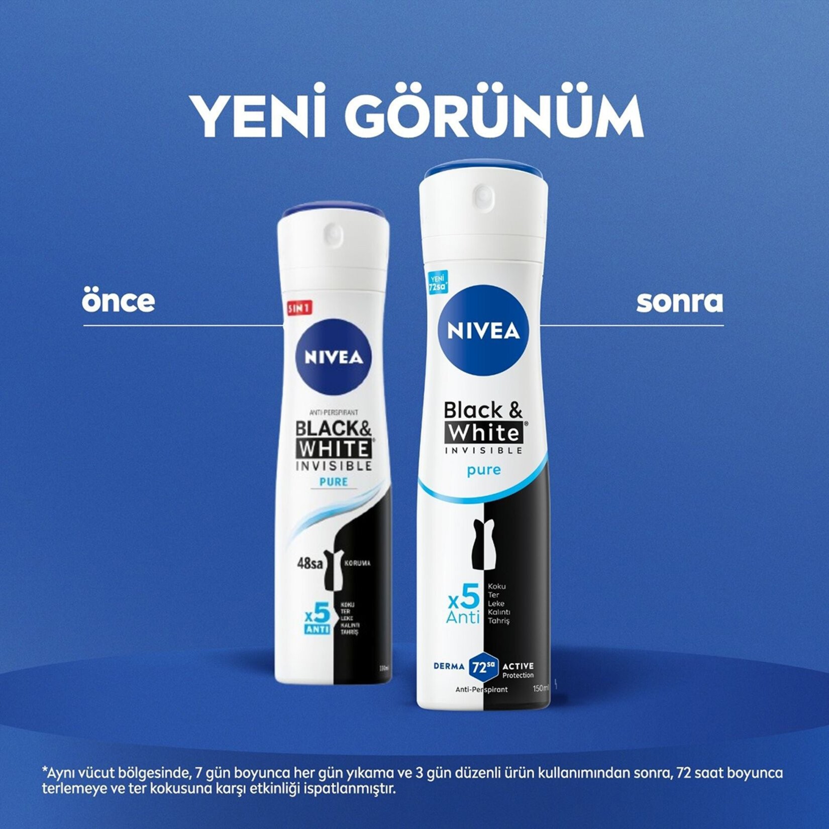 NIVEA Kadın Sprey Deodorant Black&White Invisible Pure 150 ml