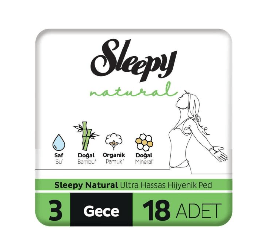 Sleepy Natural Ultra Hassas Hijyenik Ped Gece 18li