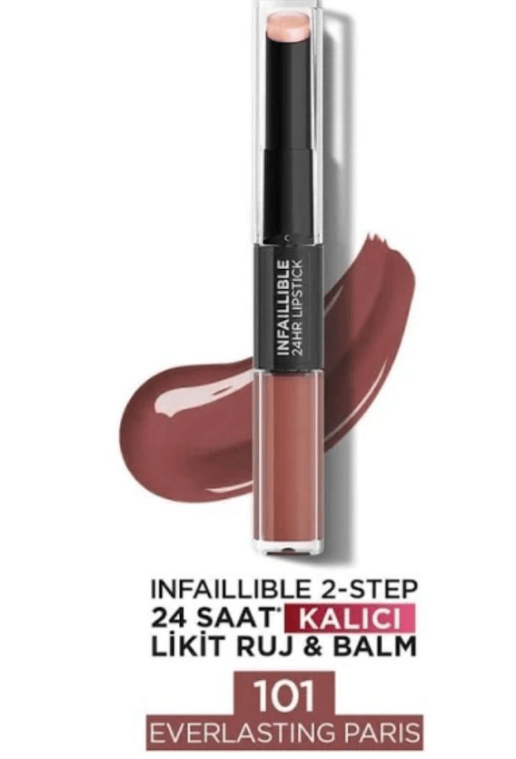 Loreal Paris Infaillible 2-Step 24H Kalıcı Likit Ruj &amp; Balm 101 Everlasting Paris