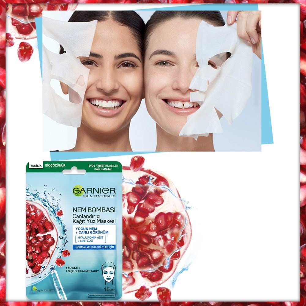Garnier Nem Bombası Canlandırıcı Kağıt Yüz Maskesi - Normal & Kuru Ciltler için