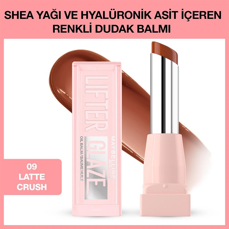 Maybelline New York Lifter Glaze Shea Yağı ve Hyalüronik Asit İçeren Renkli Dudak Balmı 09 Latte Crush