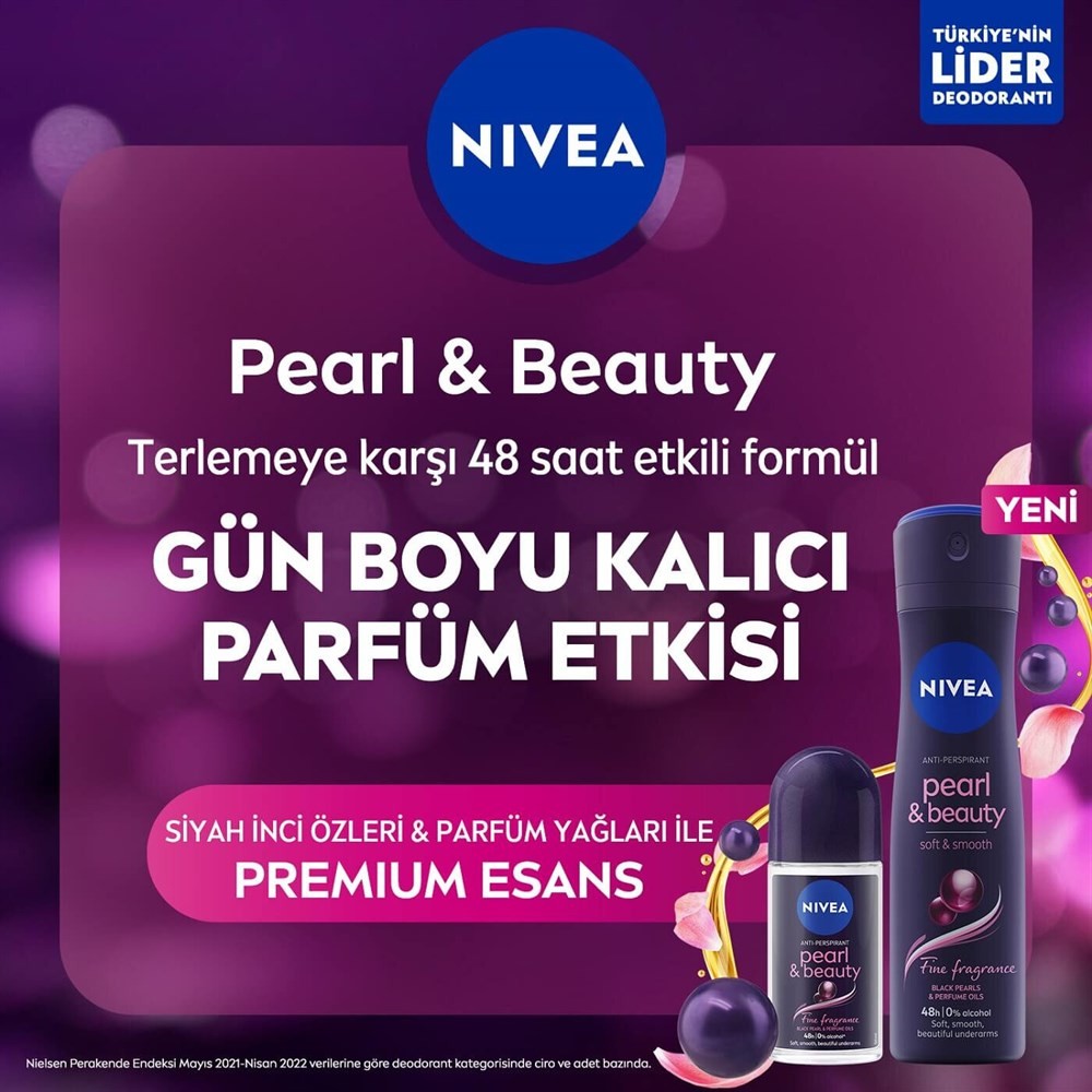 Nivea Kadın Roll On Deodorant Pearl&amp;Beauty Black 50 ml