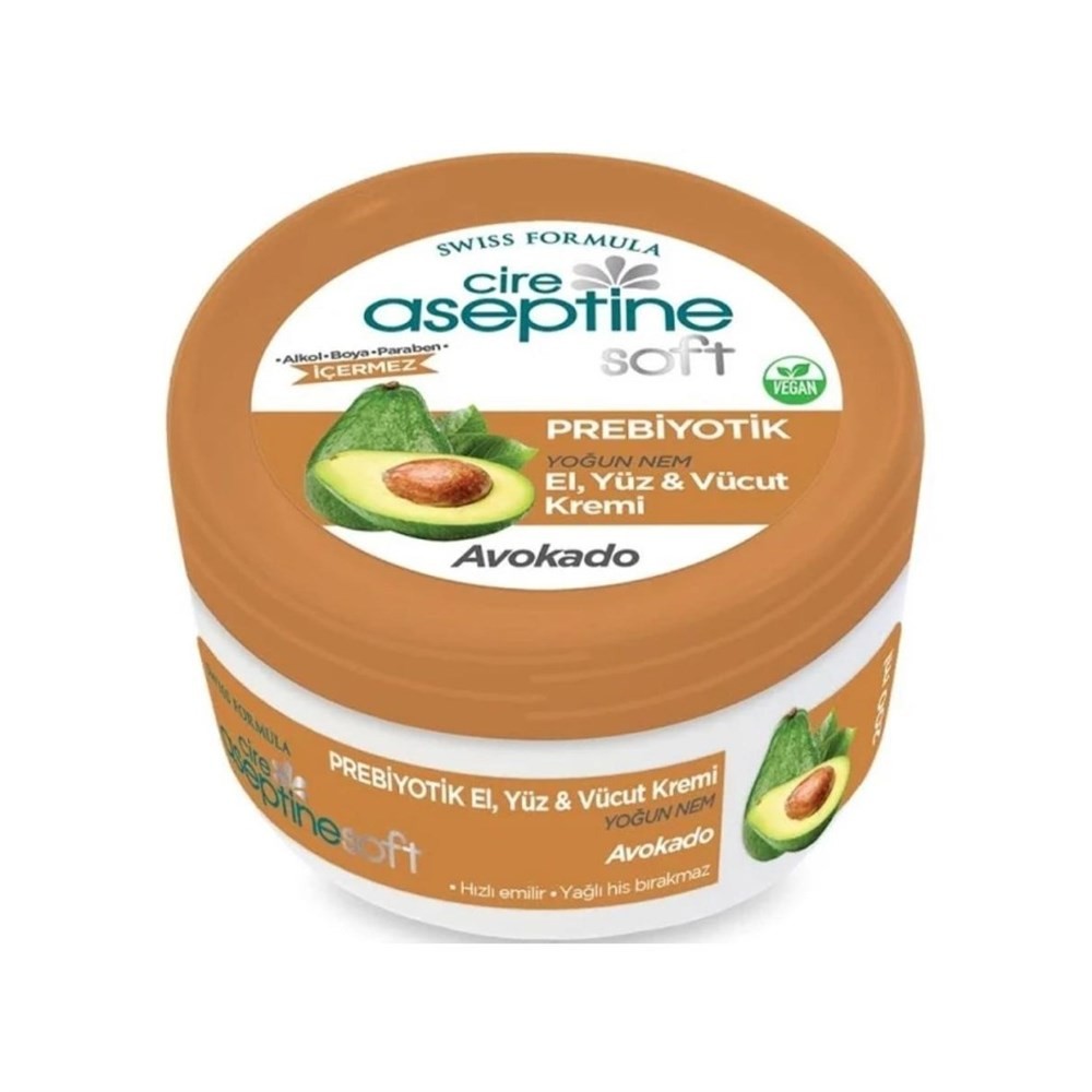 Cire Aseptine Prebiyotik Soft Krem Avokado El, Yüz ve Vücut 200 ml