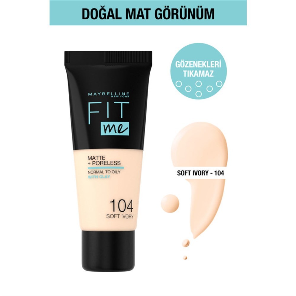 Maybelline New York Mat Fondöten Fit Me Matte + Poreless Foundation 104