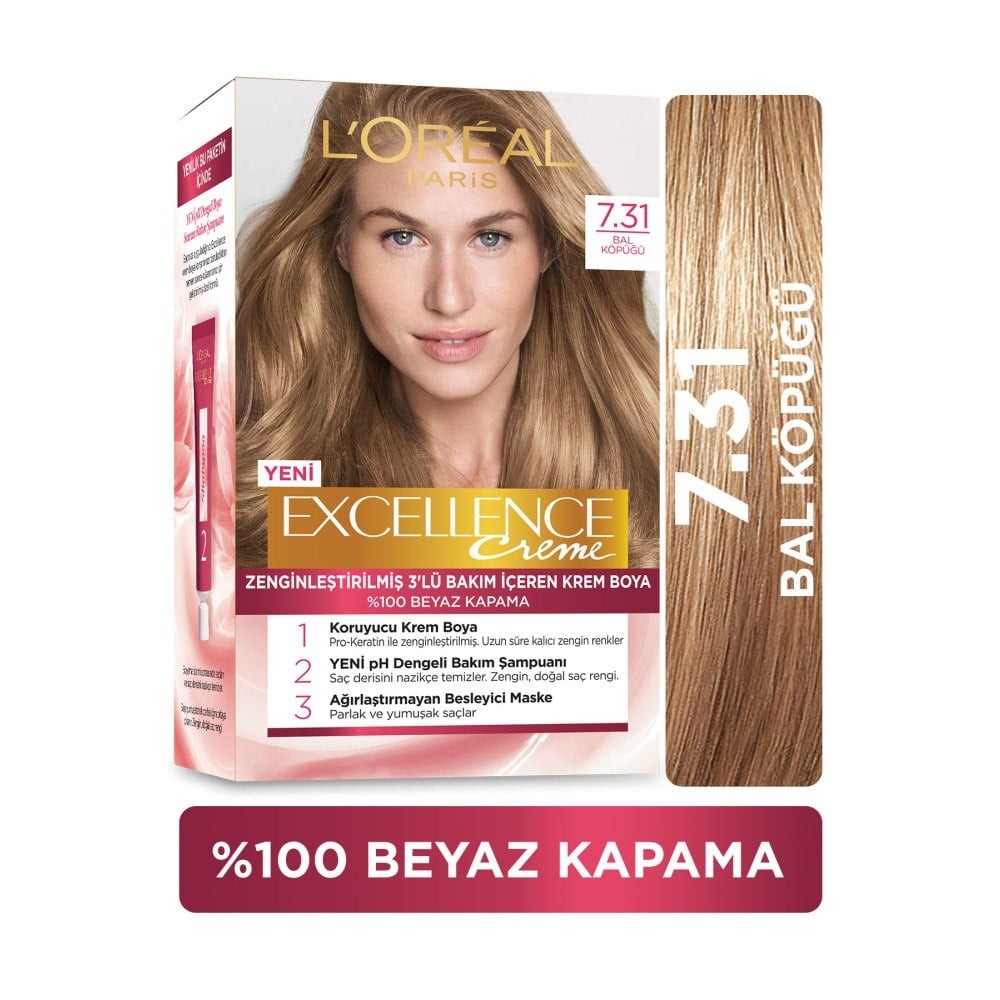 Loreal Paris Excellence Krem Saç Boyası 7.31 Bal Köpüğü