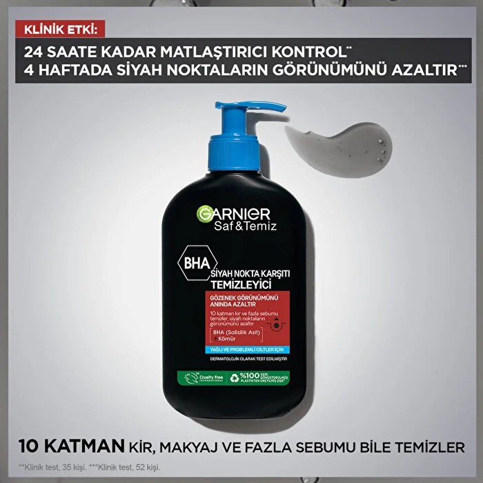 Garnier Saf & Temiz Siyah Nokta Karşıtı Yüz Temizle Jeli 250 ml