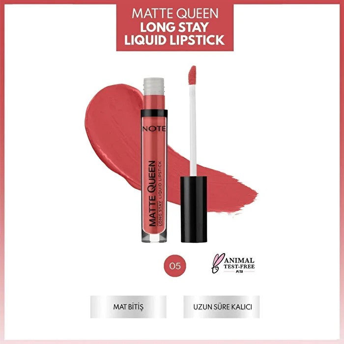 Note Matte Queen Lipstick Kalıcı Likit Ruj 05 Summer Charm