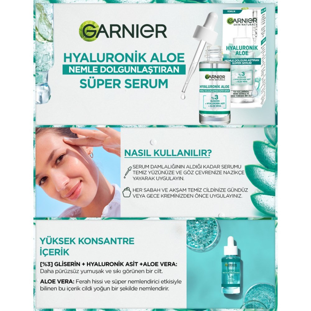 Garnier Serum Hyaluronik Aloe Vera Özlü Nemlendirme Etkili 30 ml