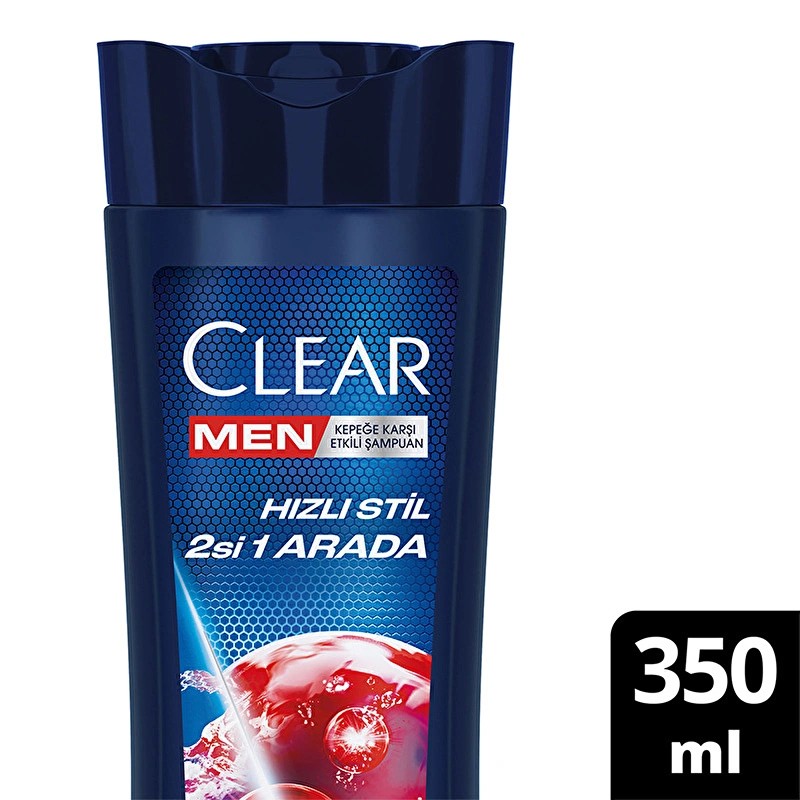 Clear Men Kepeğe Karşı Etkili Şampuan Hızlı Stil 2'si 1 Arada Kolay Şekil Alan Saçlar 350 ml