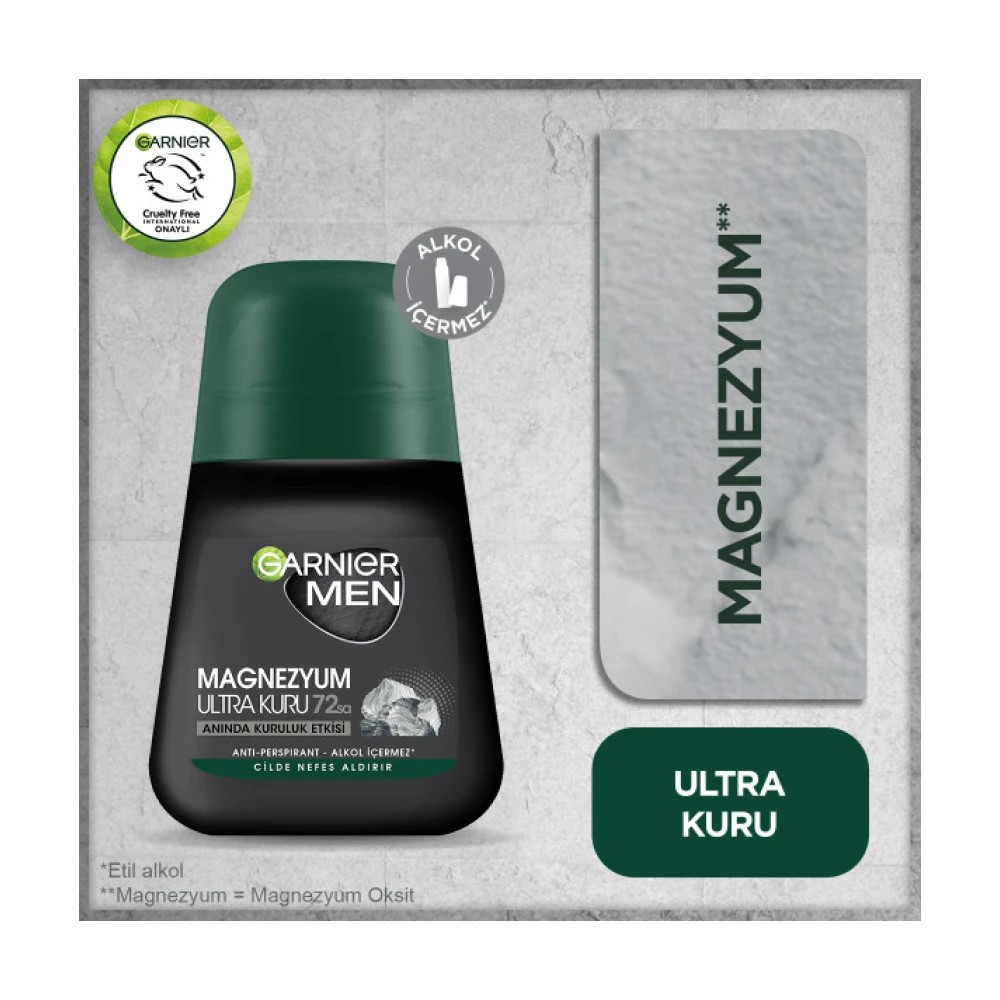 Garnier Men Roll-On Deodorant Ultra Kuru Anti-Perspirant Magnezyum Mineral 50 ml