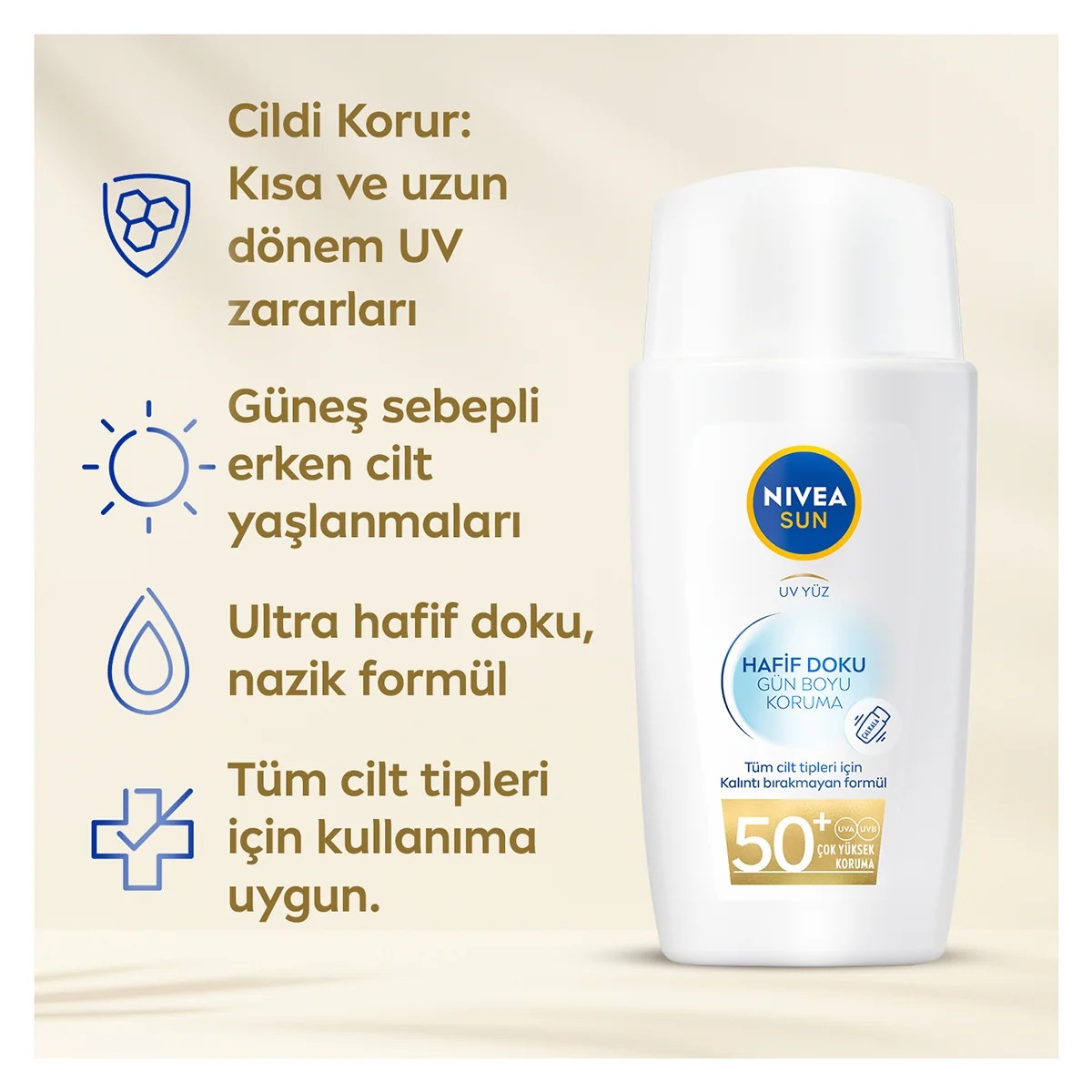 Nivea Sun Hafif Dokulu Güneş Koruyucu Yüz Kremi 50SPF 40 ml