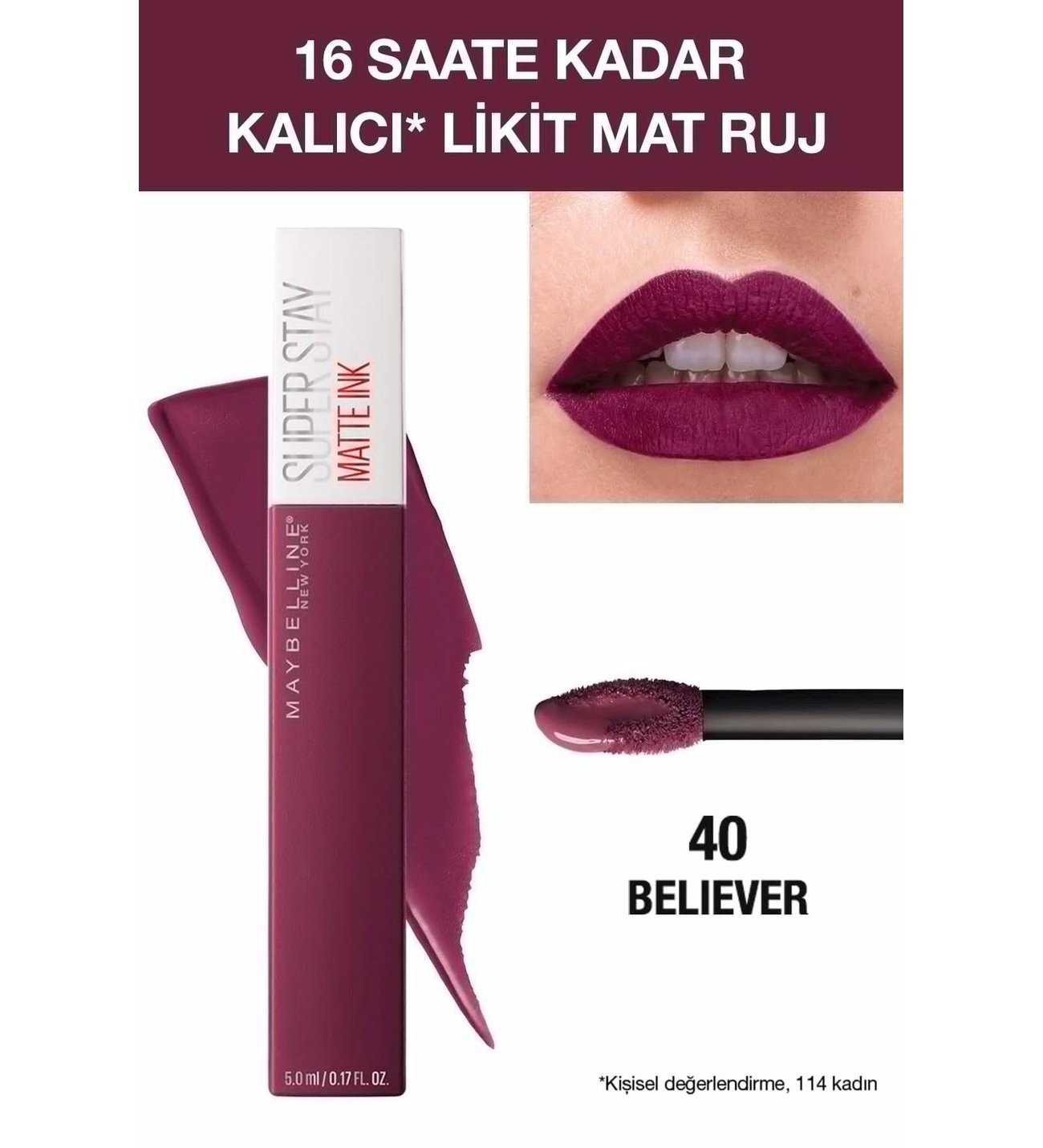 Maybelline New York Likit Mat Ruj SuperStay Matte Ink Liquid Lipstick 40 Believer